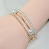 Silve/Gold Crystal Bracelet Fashion Three Rows Shining Hand Wrist Bracel Cubic Zirconia Full Rhinestone Bridal Jewelry Women's