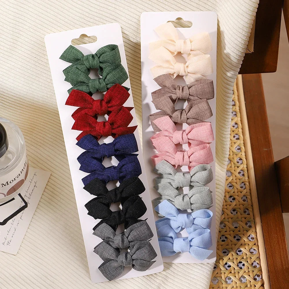 10pcs/set Girls Princess Solid Hairpins Hair Bows Nylon Safe Hair Clip Barrettes for Infants Toddlers Kids Baby Hair Accessories