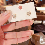 Load image into Gallery viewer, Square Geometry Long Fashion Girl Tassel Flower Purple Rhinestone Earrings Korean Love Heart Wholesale Earring Jewlery For Women
