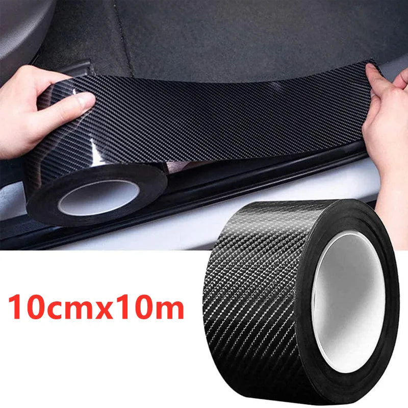 10/5M 3D Carbon Fiber Car Sticker DIY Paste Protector Strip Auto Door Sill Side Mirror Anti Scratch Tape Waterproof Protect Film