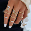 8pcs/set Stainless Steel Rings New Trendy Simpler Geometric Fashion Vintage Fine Adjustable Open Rings for Women Jewelry Wedding