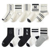 5 Pairs Spring Summer Kids Fashion Mid-calf Socks Cotton Mesh Girls Boys School Sports Long Socks Children Clothing Accessories