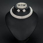 Load image into Gallery viewer, 2024 Europe and America Fashion Necklace Earring Ring Bracelet Four Piece Set Hollow Diamond  Pattern Headwear Wholesale Jewelry
