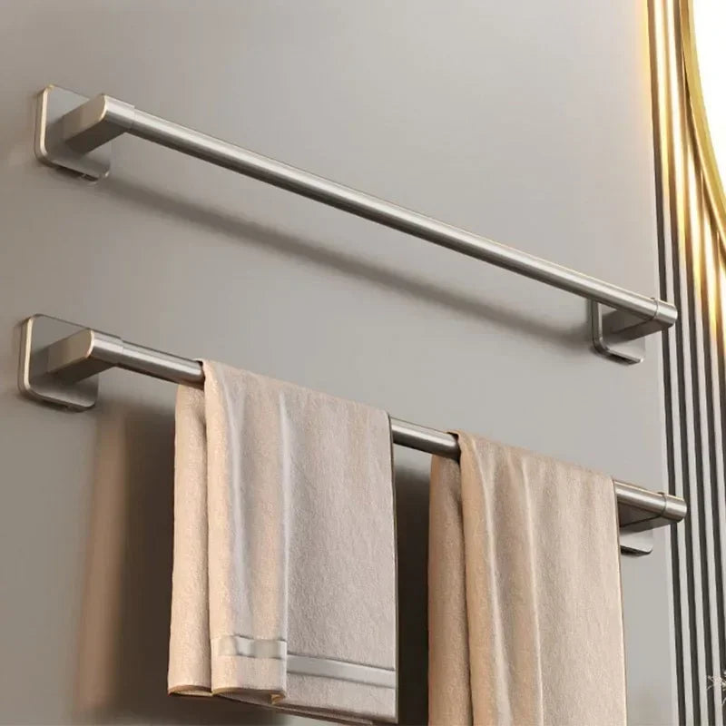 Bathroom Towel Holder White Without Drilling Bathroom Black Towel Rack Towel Bar Self-Adhesive Bathroom Towel Rack Towel Rail