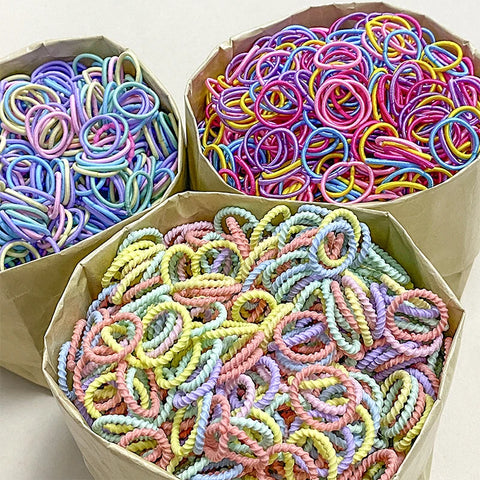 100Pcs/lot Elastic Nylon Rubber Band for Kids Colorful Hairband Hair Accessories Child Hair Ring Head Rope Scrunchies Wholesale
