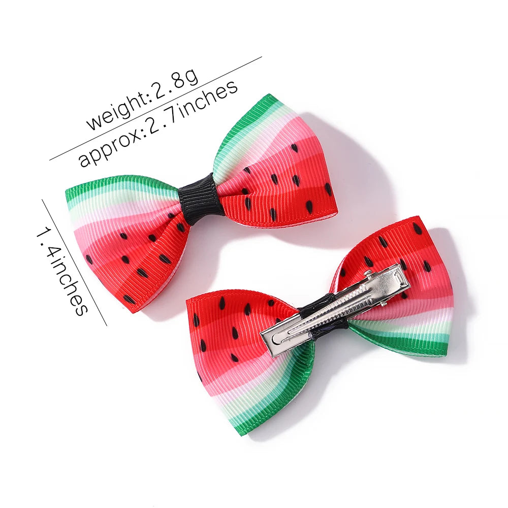 3 Pcs/Set Girls Cute Watermelon Print Bowknot Hair Clip Kids Lovely Colorful Hairpins Headwear Children Summer Hair Accessories