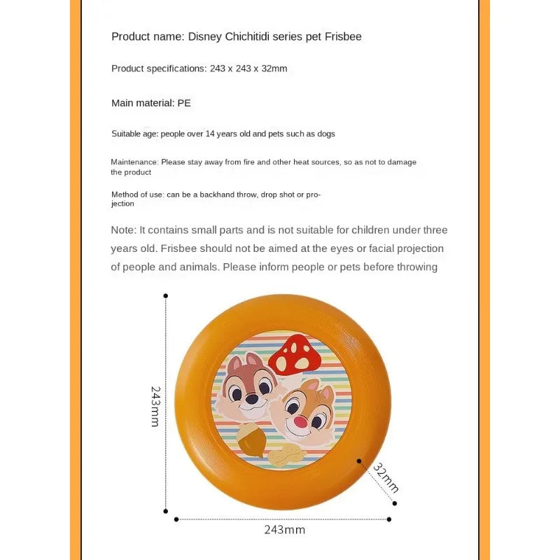 MINISO Kawaii Chip & Dale Series Creative Pet Frisbee Disney Cute Dog Outdoor Play Resistant Bites and Teething Toys Wholesale