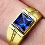 Load image into Gallery viewer, Stainless Steel Semi-Precious Stone Hand Jewelry Simple Red Green Square Zircon Rings For Men And Women In Multiple Colors
