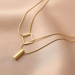 Load image into Gallery viewer, ANENJERY 316L Stainless Steel Necklace for Women Geometric Multilayer Clavicle Necklace Festive Party Jewelry Gift collier
