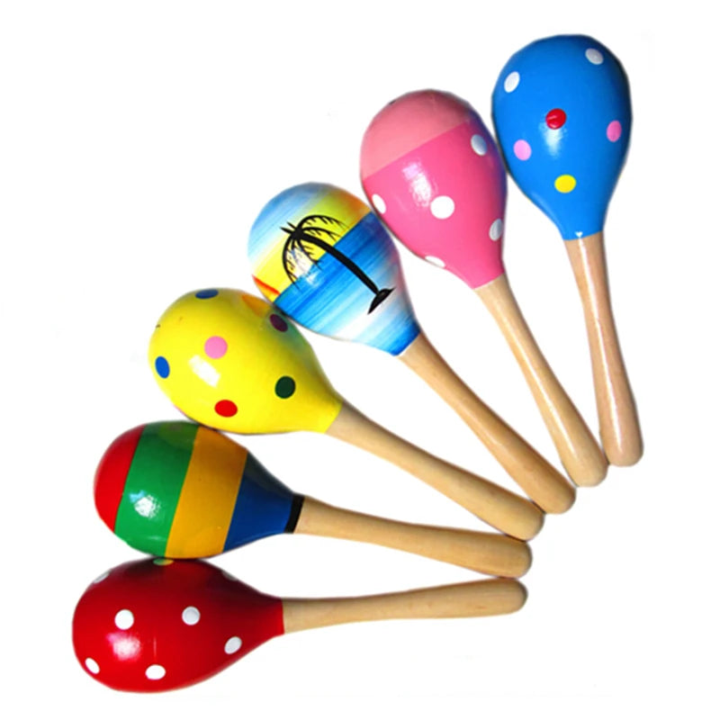 10 PCS Wooden Wood Maraca Rattles Shaker Percussion Kids Musical Toy Favour, Maracas 10, 36 months up