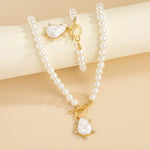 Load image into Gallery viewer, Irregular Imitation Pearl Pendant Bracelet Necklace Set For Women's Collarbone Chain Holiday Party Gift Fashion Jewelry AS007
