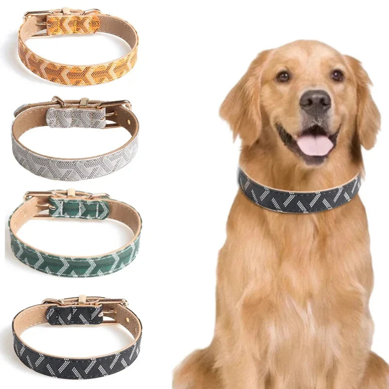 Personalized Durable PU Leather Dogs Collars Soft Comfortable Collar for Dog Accessories Multiple Sizes Adjustable Pet Supplies