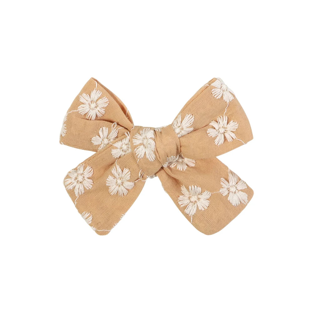 2Pcs/Set Cute Flower Print Bowknot Hair Clips for Baby Girls Cotton Bows Hairpins Barrettes Headwear Kids Hair Accessories Gift