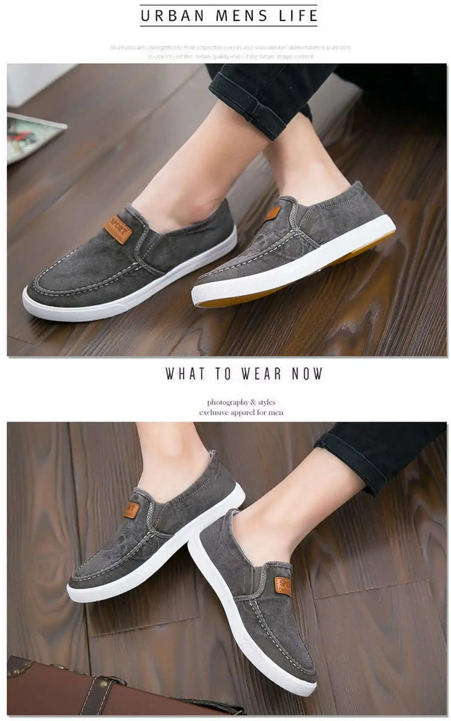 Canvas Shoes Men Casual Slip on Skate Shoes Breathabele Student Youth Sport Fashion Sneakers Va non-slip Walking Shoes