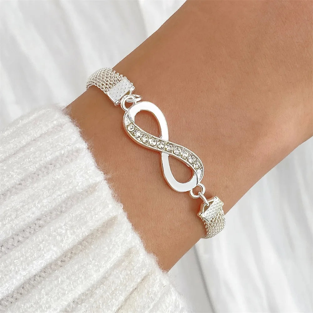 FNIO Fashion Crystal Infinity Bracelet Women's Jewelry 8 Number Pendant Charm Blange Bracelets For Lover Friend Women Gifts