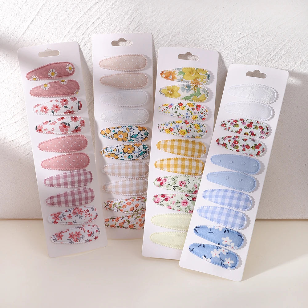 6/10Pcs Fashion Print Hairclips with Paper Jam Girl Waterdrop Broken Hair BB Clip Handmade Hairpin Headwear Kid Hair Accessories