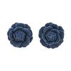 Minar French Retro Blue Color Cloth Denim Rose Flower Drop Earrings for Women Multi Layers Floral Statement Earring Brincos 2024