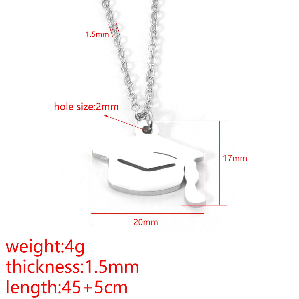 304 Stainless Steel Graduation Gift Doctor Hat 45cm Necklace Jewlery Not Fade Silver Gold Color For Women