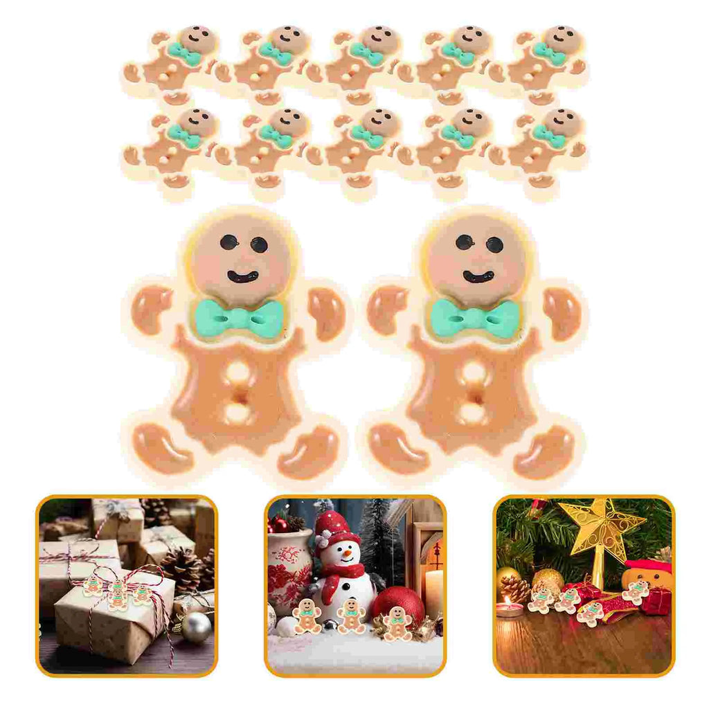 40 Pcs Christmas Accessories Gingerbread Man Mold Decor Phone Case Holiday Decoration Lovely Xmas Resin Tree DIY Home