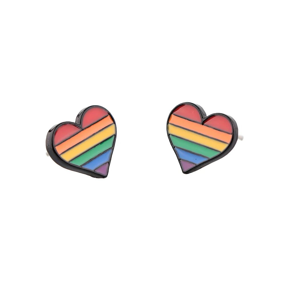 Rainbow Transgender Flag pride LGBT Lovers Heart Piercing Stud Earrings Jewelry For Women Men Gift Stainless Steel Earring