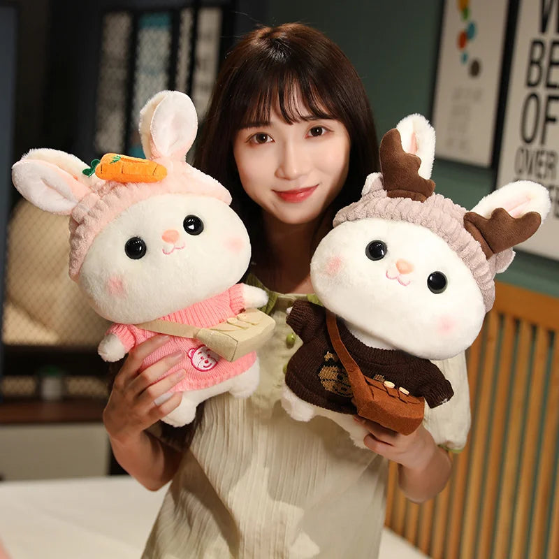 Soft Rabbit Lalafanfan Rabbit Cafe Girl Plush Toy Cute 30cm Kawaii Lalafanfan Doll Wearing Glasses Wearing Clothes Toys Gift