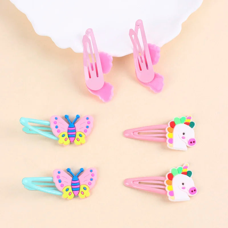 10PCS Cute Unicorn hairpins For Baby Girls Sweet Butterfly Hair Clips mermaid rainbow Hair Clips Barrettes Kids Hair Accessories