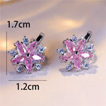 Load image into Gallery viewer, Luxury Female Small Pink Zircon Stone Clip Earrings Charm Silver Color Wedding Jewelry For Women
