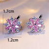 Luxury Female Small Pink Zircon Stone Clip Earrings Charm Silver Color Wedding Jewelry For Women