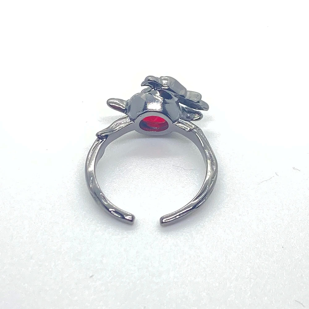 Game Love and Deepspace Sylus Cosplay Rings Unisex Crow Design Zircon Adjustable Opening Ring Accessories Jewelry Gifts