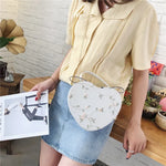 Load image into Gallery viewer, Female Sweet Lace Heart Round Handbags High Quality PU Leather Cross Body Bags for Women Small Fresh Flower Chain Shoulder Bags
