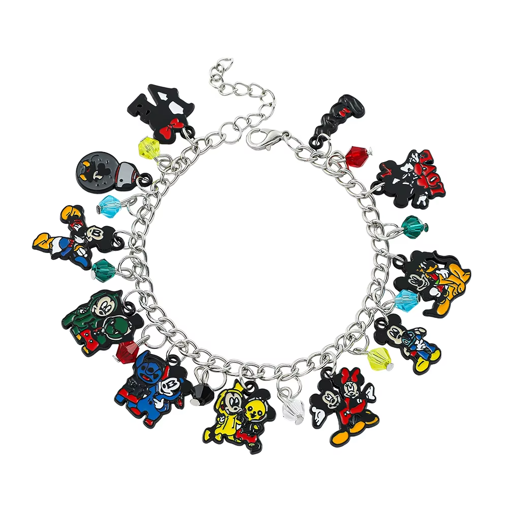 New Arrival Stitch Silver Plated Charm Bracelet For Women With Crystal Beads Pandents DIY Fashion Cute Jewelry