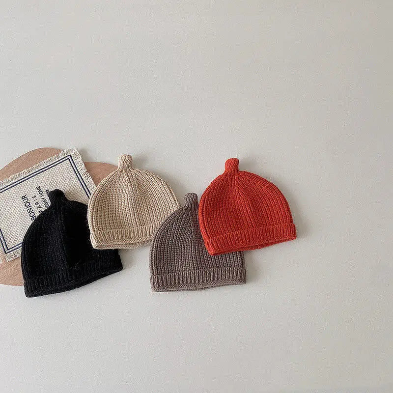 2024 Korea Baby Knit Hat Infant Beanie For Girls Boys Cute Infant Baby Bonnet Caps Elastic Kids Hats Newborn Baby Accessories
