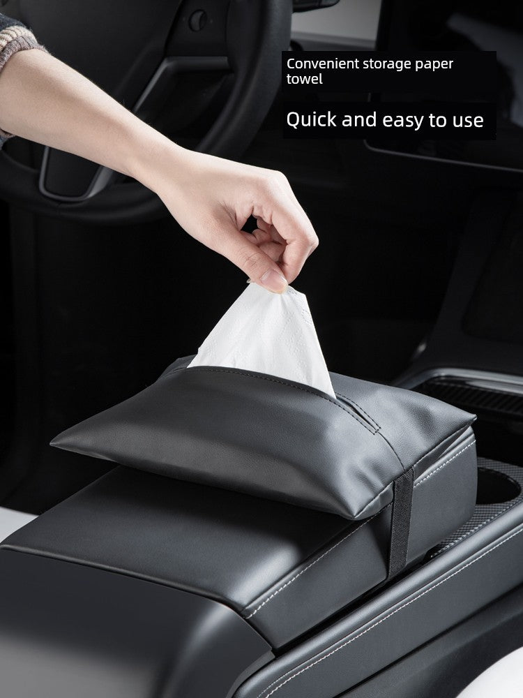 Applicable to New Arrival Tesla Modely/3 New Version Car Tissue Box Hidden Paper Extraction Box Car Ya Accessories