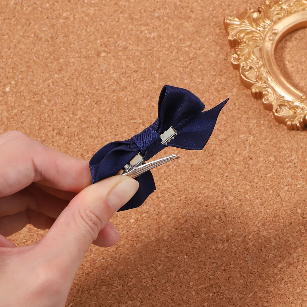 10Pcs/Set Girls Solid Bowknot Hair Clips for Baby Bows Hairpin Handmade Ribbon Barrettes Headwear Kid Hair Accessories Wholesale