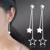 Genuine 925 Sterling Silver Jewelry Long Chains Star Drop Earrings For Lady New XY0026