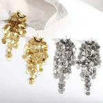 Load image into Gallery viewer, Freetry Shiny Sequins Long Tassel Earrings For Women Personality Multilayer Gold Color Copper Drop Earring Wedding Party Jewelry
