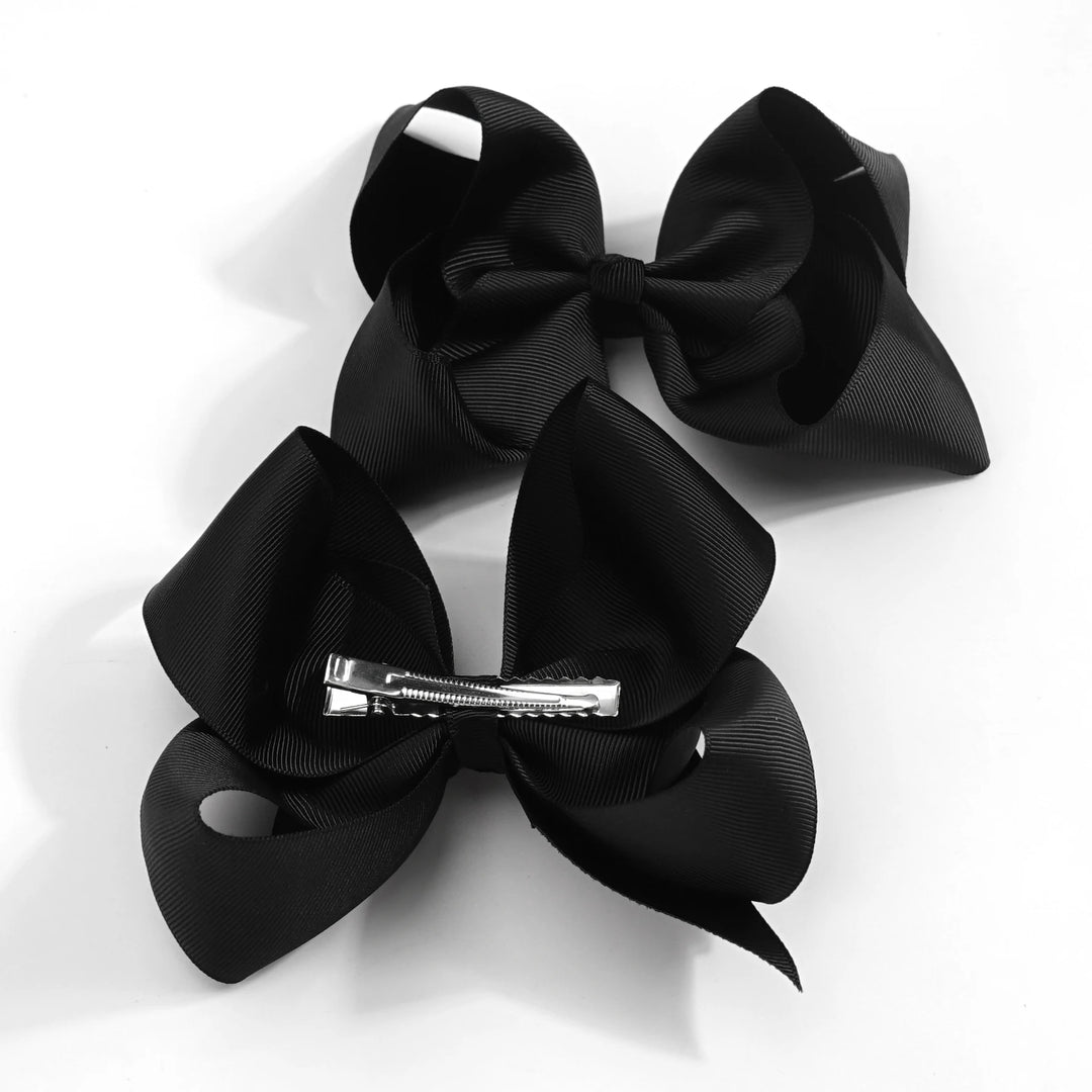 2Pcs/lot 6''Solid Color Grosgrain Ribbon Bows Hair Clips For Cute Girls Large Handmade Hairpins Barrettes Kids Hair Accessories