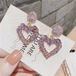 Load image into Gallery viewer, fashion earrings silver needle love purple hollow female simple heart-shaped earrings
