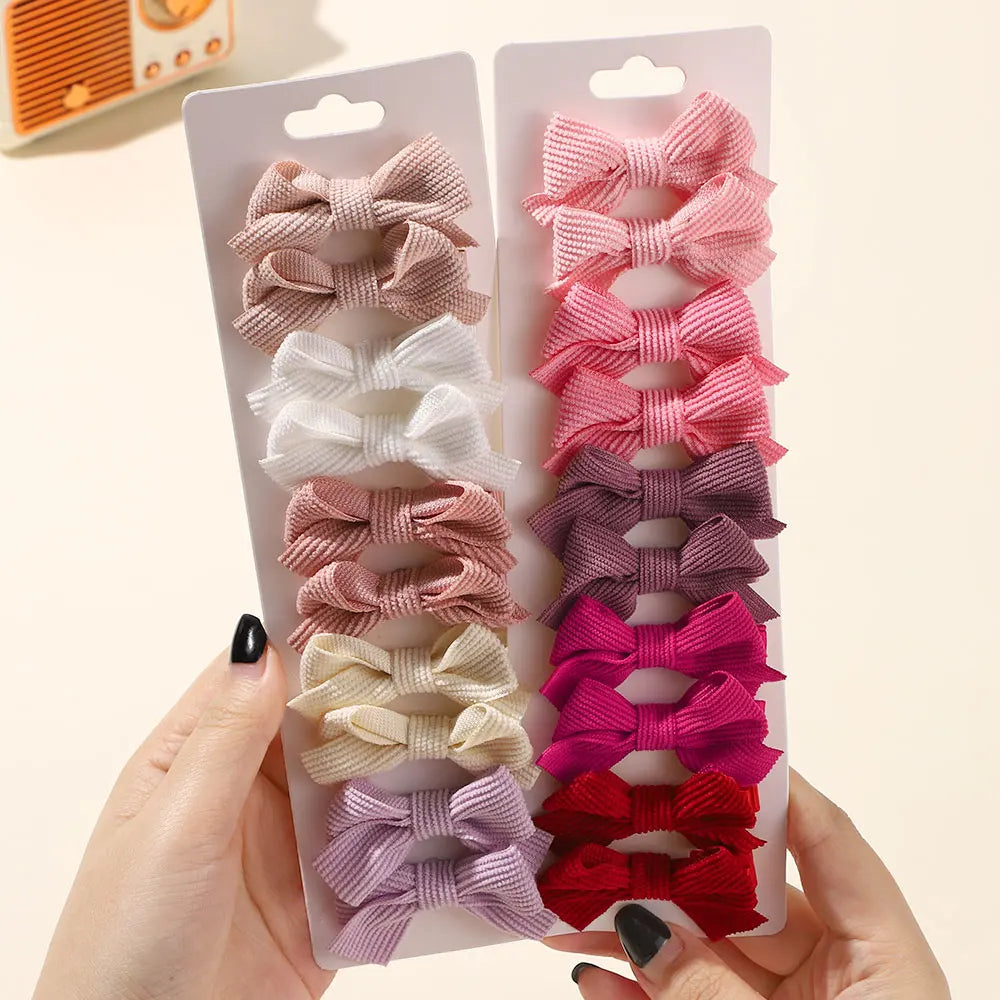 10Pcs/Set Girls Solid Hairpins Hair Bows Clips Gift Nylon Safe Hair Clip Barrettes for Infants Toddlers Kids Hair Accessories