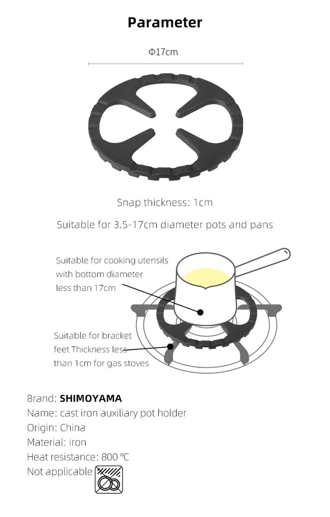 SHIMOYAMA Iron Gas Stove Cooker Plate Coffee Moka Pot Stand Kitchen Stovetop Reducer Ring Holder Durable Coffee Maker Shelf