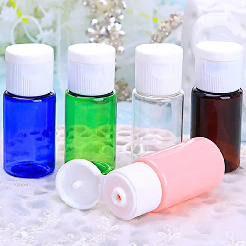 20Pcs 10ml Plastic Clear Bottles With Flip Caps Empty PET Cosmetic Perfume Containers Portable Makeup Tools Travel Accessories