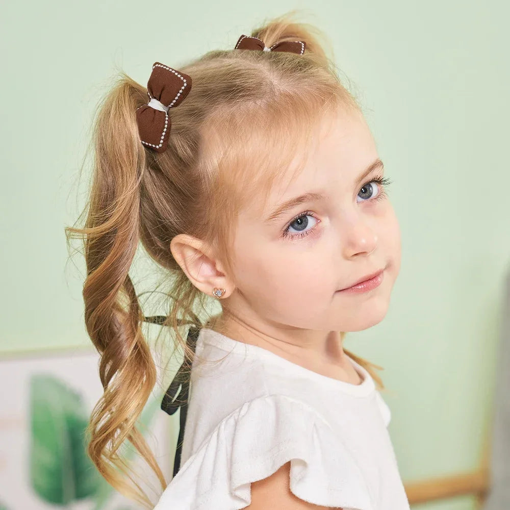 10Pcs/Set Girls Cartoon Hair Band Bow Hair Ties Flower Headbands Princess Elastic Rubber Bands Kids Hair Accessories