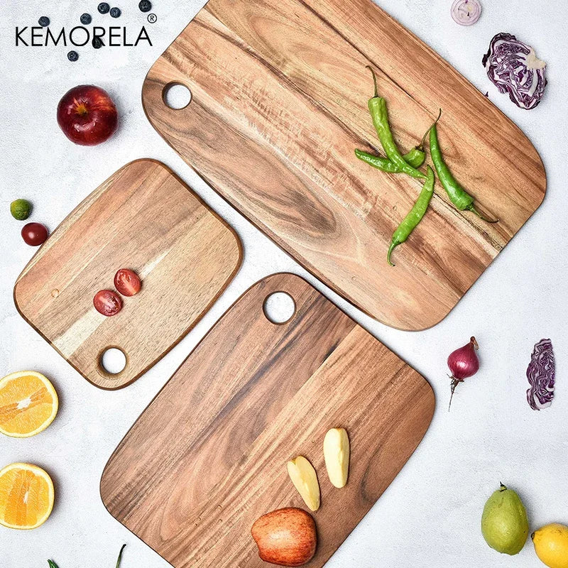 1PC Acacia Wood Cutting Board Home Kitchen Vegetable Meat Cutting Board Fruit Cutting Board Outdoor Camping Portable Accessories