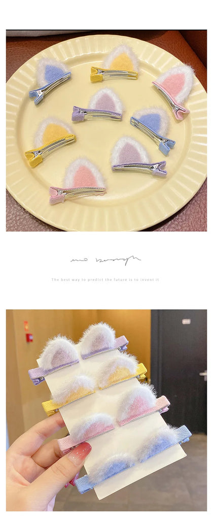 2pcs Cute Ears Hair Clips 3D Rabbit Bear Hair Pin for Baby Girls Kawaii Headwear Little Girls Kids Hair Accessories 2023 NEW