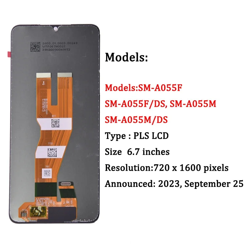 6.7" For Samsung A05 LCD A055 LCD Display Touch Screen Digitizer For Samsung SM-A055F, SM-A055F/DS LCD Screen