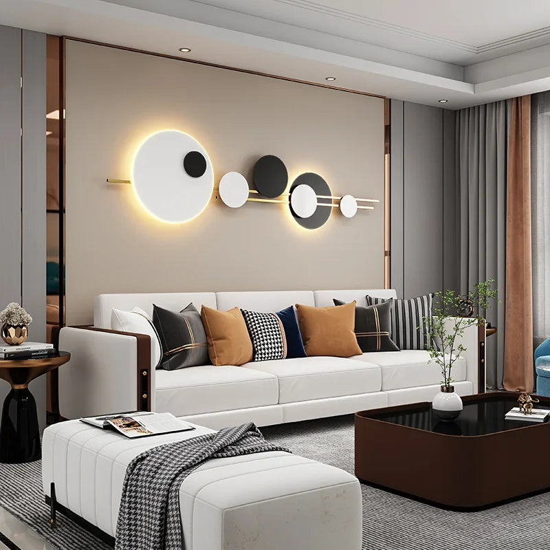 Modern White Black Metal LED Wall Lamp For Foyer Hall Office Shop Dining Room 3 Changeable Dimming 120cm Atmosphere Lighting