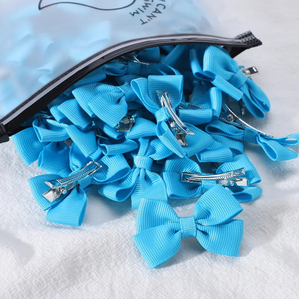 5Pcs/Set Solid Hairpins for Baby Grosgrain Ribbon Bows Hair Clips Boutique Handmade Headwear Girls Baby Hair Accessories