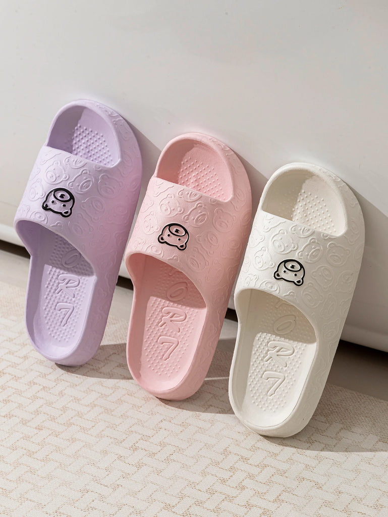 Women Casual Slippers Summer Cute Bear Cool Bathroom Anti-slip Slides Air Cushion Lightness Soft Sole Men Flat Shoes Couple