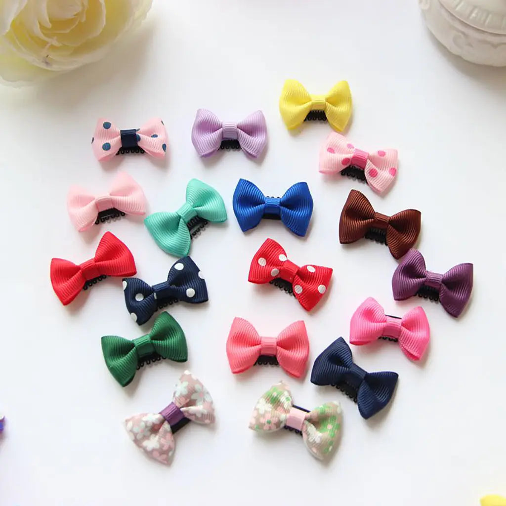 10-50Pcs/lot Candy Color Baby Mini Bow Hair Clips Safety Hair Pins Barrettes for Children Girls Kids Ribbon Hair Accessories