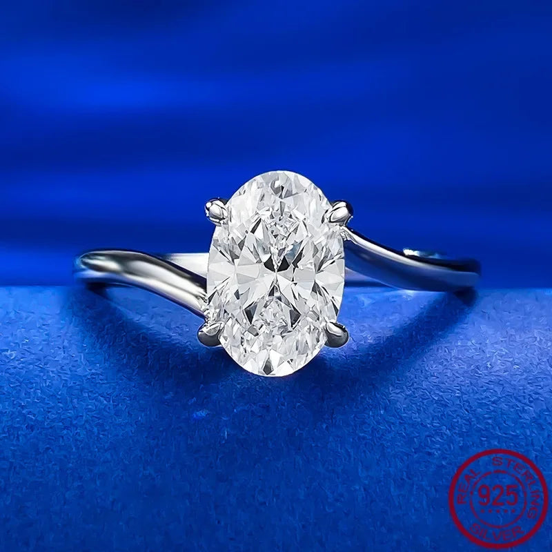 S925 Silver Simulated Diamond Cutting 6 * 9 Oval Ring for Women's Simple and Elegant Diamond Ring gift Jewelry